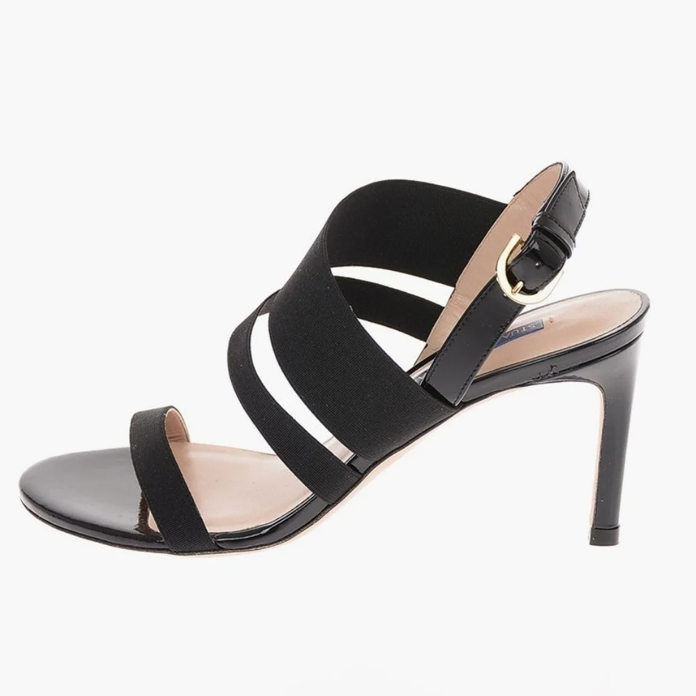 NEW! STUART WEITZMAN Black Strappy Adrienne Slingback Heel Sandal 10.
